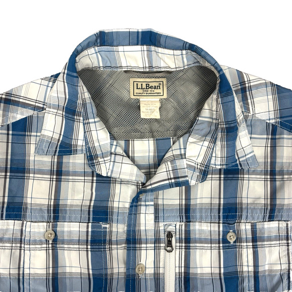 LL Bean Mens Medium Regular Shirt Blue Fishing Hiking Vented - Picture 3 of 5